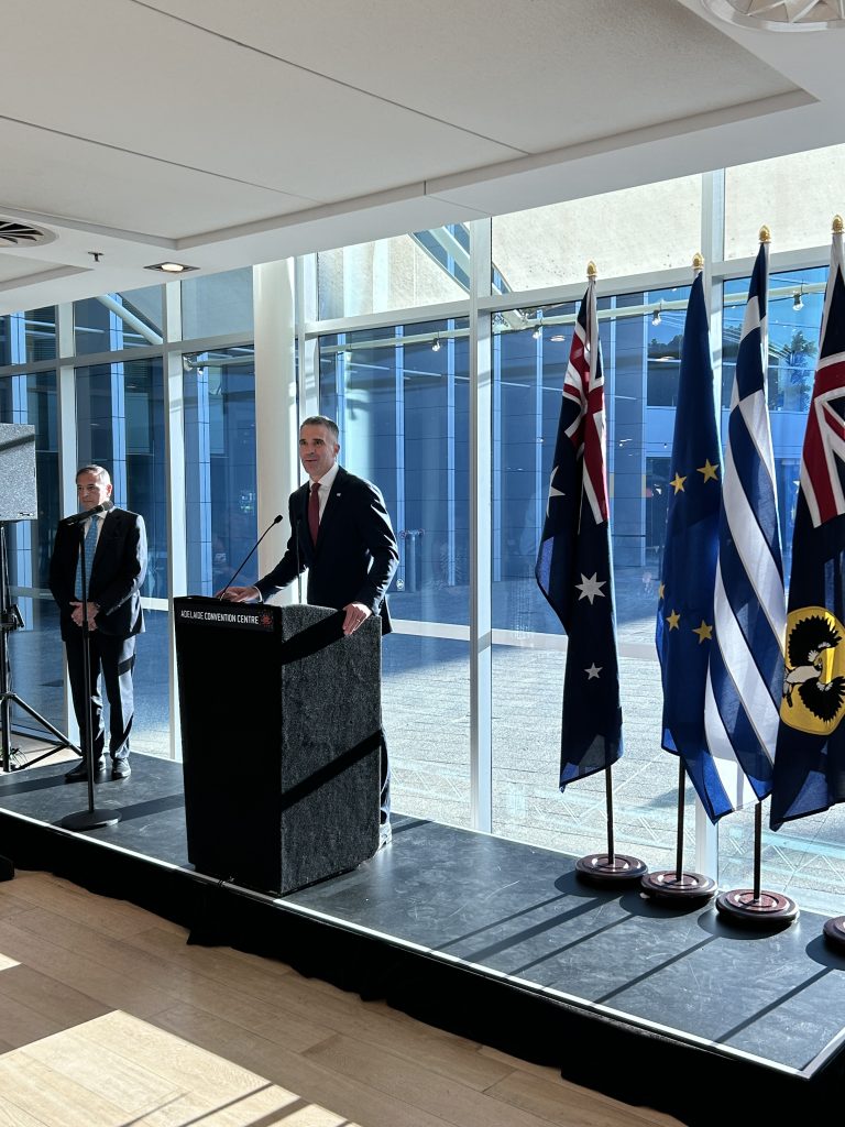 Premier Malinauskas addressing South Australian Greek Communities.
