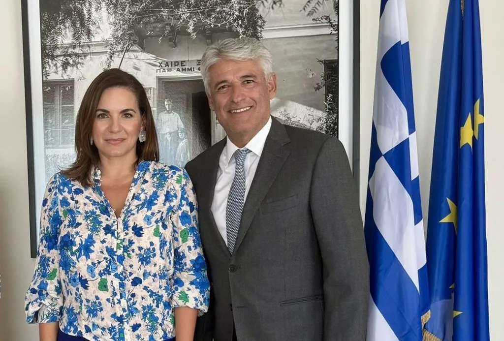 Greek Tourism Minister Olga Kefalogianni and GNTO Secretary General Andreas Fiorentinos. Photo source: Tourism Ministry

