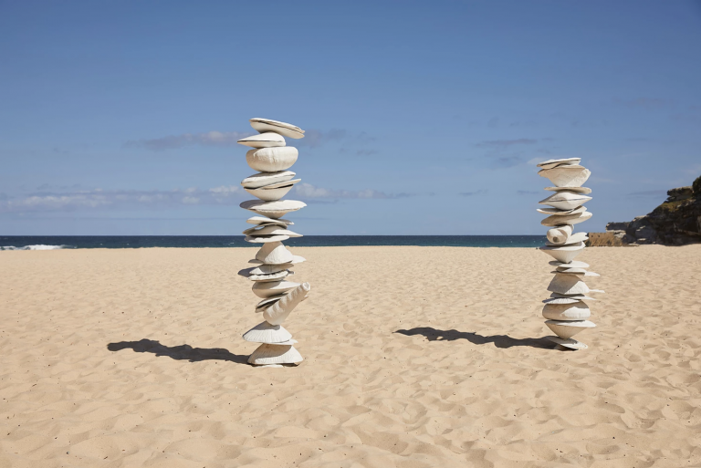 Two Greek waves hit the shore at Sculpture by the Sea