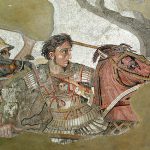 600px-Alexander_and_Bucephalus_-_Battle_of_Issus_mosaic_-_Museo_Archeologico_Nazionale_-_Naples_BW