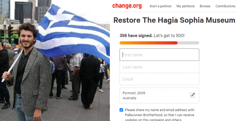Greek youth in Melbourne petition Scott Morrison to release statement on Hagia Sophia