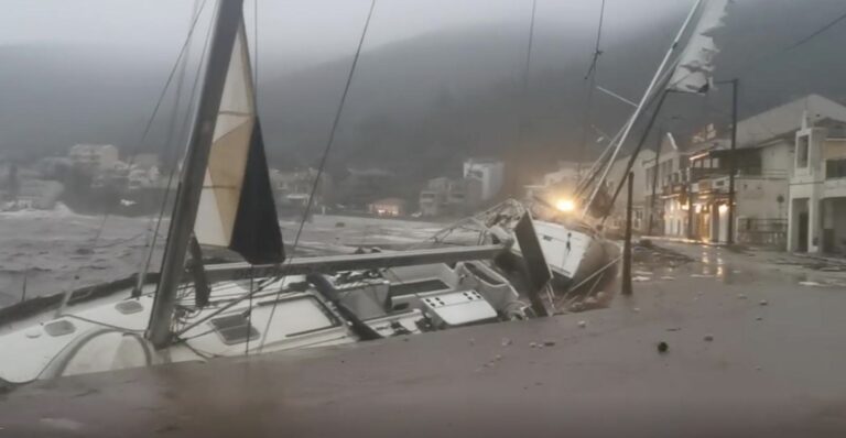 Rare Mediterranean storm batters Greece’s Ionian islands