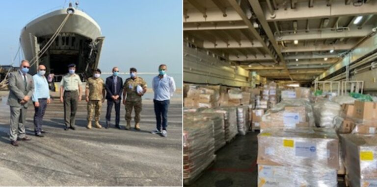 Greek Navy ship ‘Ikaria’ delivers 180 tons of humanitarian supplies to Beirut