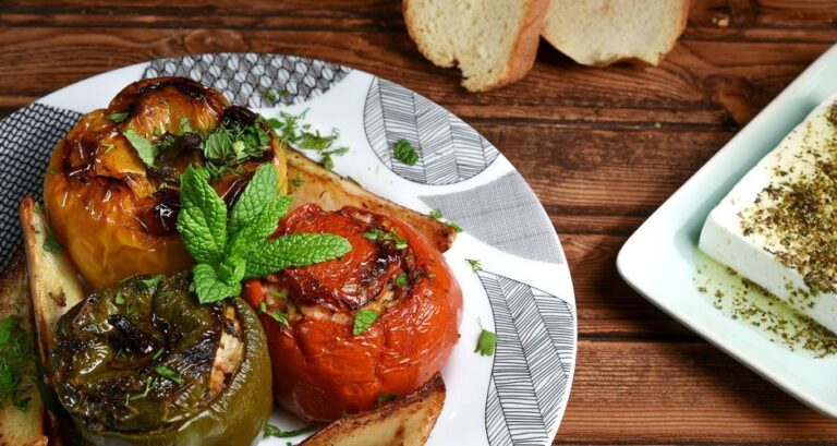 Traditional Greek Recipes: Gemista (Stuffed Vegetables with rice and ground meat)