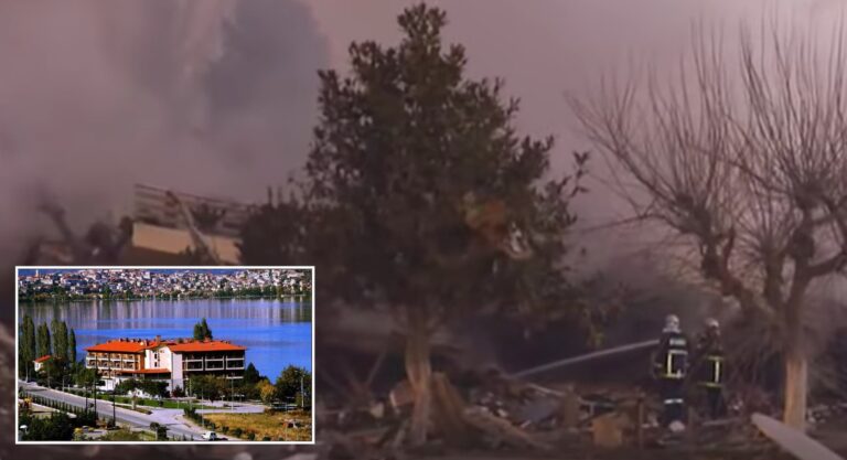 Hotel in Greece levelled after catastrophic explosion