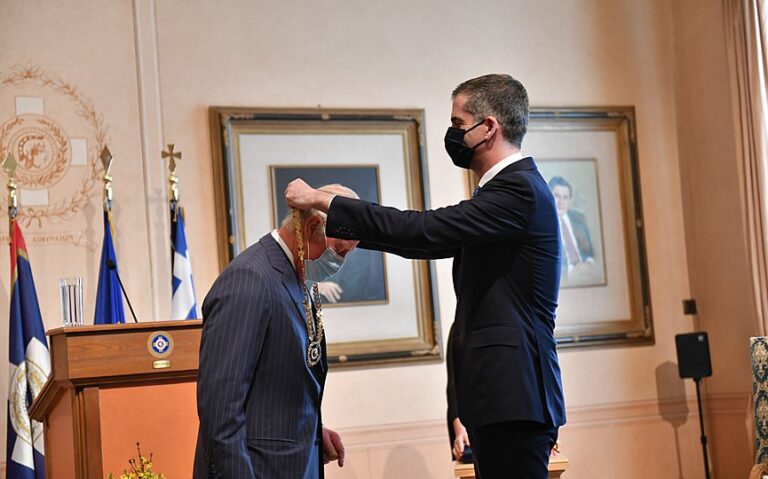 Prince Charles presented with City of Athens medal of honour
