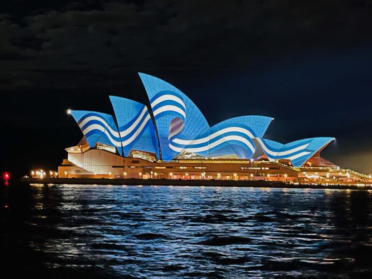 Iconic Sydney Opera House turns blue and white to mark Greek revolution bicentenary