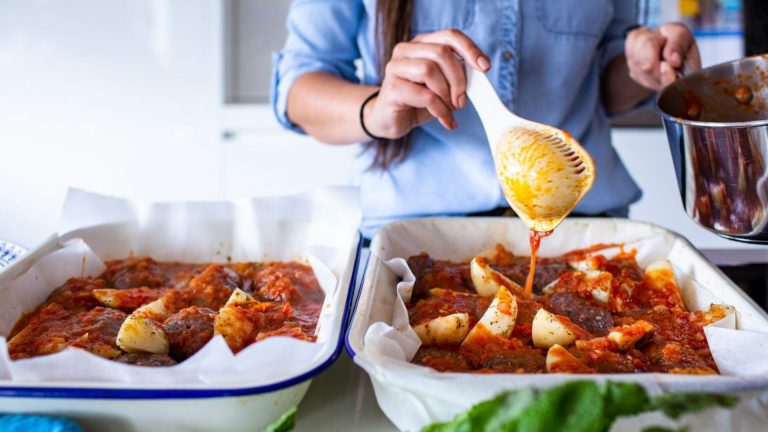 Mary Politis’ Baked Soutzoukakia with Potatoes