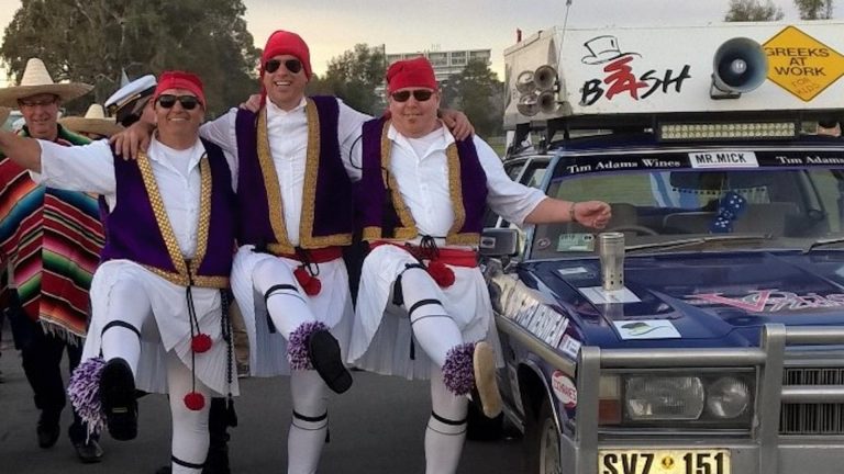 South Australians dressed as Evzones hit the road to raise funds for kids in need