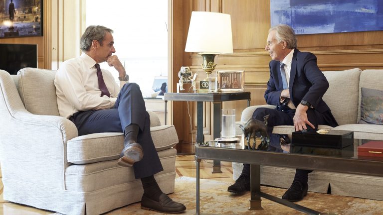 Greek PM meets with former UK Prime Minister Tony Blair