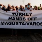 Greek-Cypriots-protest-at-the-Deryneia-crossing-point-after-Turkish-authorities-reopened-Varosha.-Photograph-Iakovos-Hatzistavrou-AFP-Getty-Images