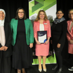 (L-R) Fatima Amr, Community partnership Officer; The Minister of Education, Hon Sarah Mitchell; Anna Tsoutsa; Rhonda Kaidbay, Deputy Principal Auburn Girls; and Georgina Harrison, Secretary of Education.