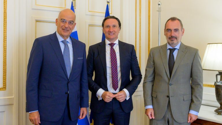 Greece’s Foreign Minister meets with GCM President and Archbishop Makarios of Australia