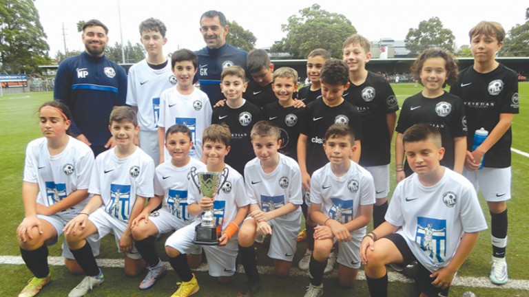 George Karagounis plays legends match, teaches youngsters soccer drills in Sydney