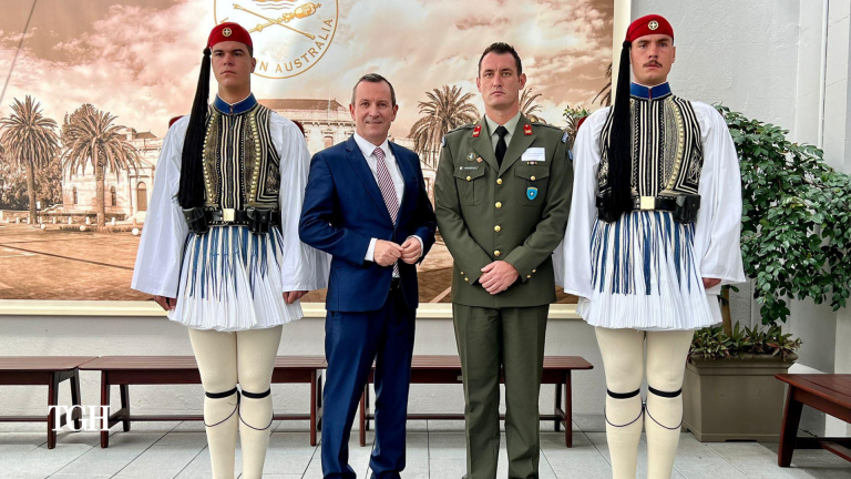 WA Premier Mark McGowan holds morning tea to celebrate historic visit of the Evzones