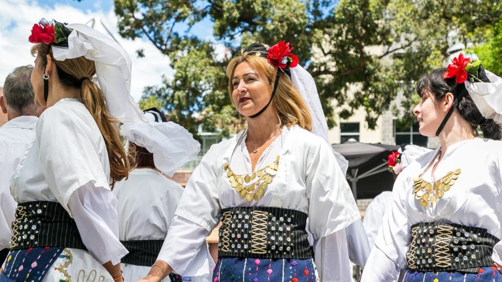 Greek dancing performances at Greek Street Fair Burwood organised by The Greek Orthodox Parish and Community of Burwood and District in 2022. 