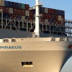 Piraeus ship arrives in Greek port.