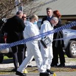 Police, detectives and sniffer dog at the scene on Elm Rd. Image:Russell Millard Photography