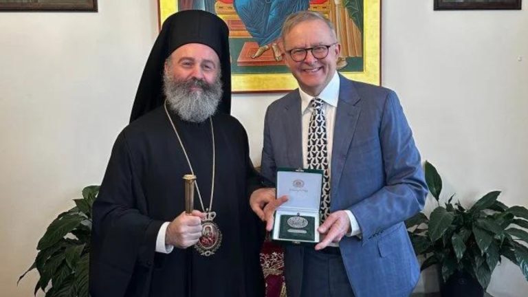 Australia’s Prime Minister Anthony Albanese meets with Archbishop Makarios