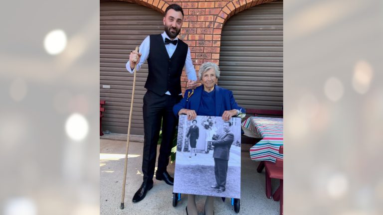 George Sioris celebrates wedding day with 101-year-old yiayia by his side