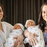 Identical twin sisters Gillianne Gogas and Nicole Patrikakos  welcome newborn sons on the same day.