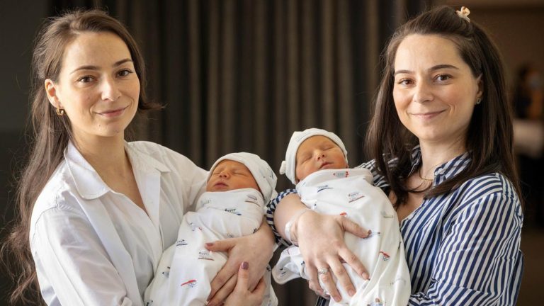 Melbourne twins Gillianne Gogas and Nicole Patrikakos birth sons on the same day