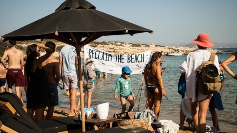 Greeks protest for beach space as pricey sunbeds take over