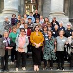 Members of the Society on the steps of Parliament House with Jayne Stinson MP.