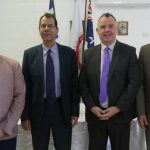 Wagga and district Greek community president Kosta Papaioanou (L), ambassador for Greece Georges Papacostas, Wagga mayor Dallas Tout and military attache colonel Ioannis Fasianos at a special reception on Sunday.