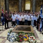 Students of the Greek Orthodox Community of Victoria and Melbourne inside the Shrine.