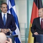 Prime Minister Kyriakos Mitsotakis, in joint statements with German Chancellor Olaf Scholz after their meeting in Berlin on Tuesday, Photo AMNA.