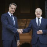 Prime Minister Kyriakos Mitsotakis welcomed the Chancellor of the Federal Republic of Germany Olaf Scholz. The Prime minister.