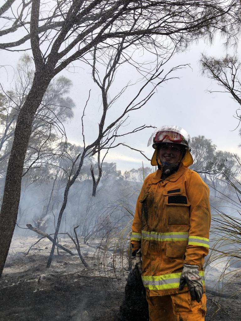 Sarafina Marmoris as a female volunteer firefighter with CFS. Photo: The Advertiser. 