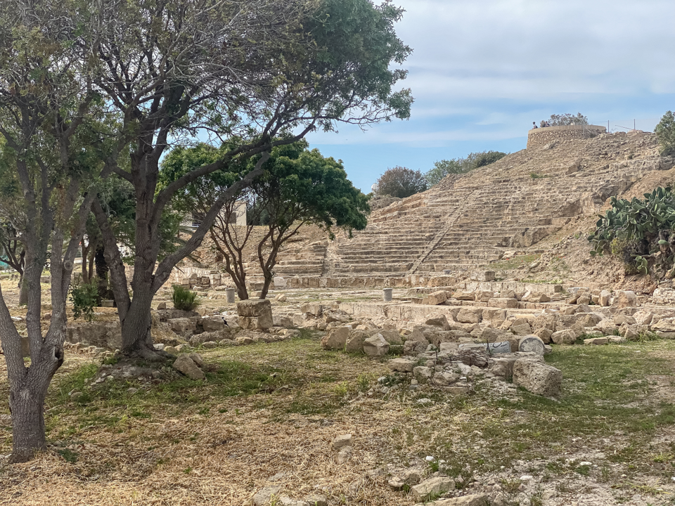 The archaeological site of the ancient theatre of Paphos.