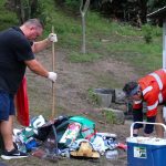 Local resident of Bronte Beach Robert Kokolich is seen helping the Council workers clean up the enormous amount of rubbish. Photo Gaye Gerard.