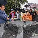 Remembering genocide victims at the monument.