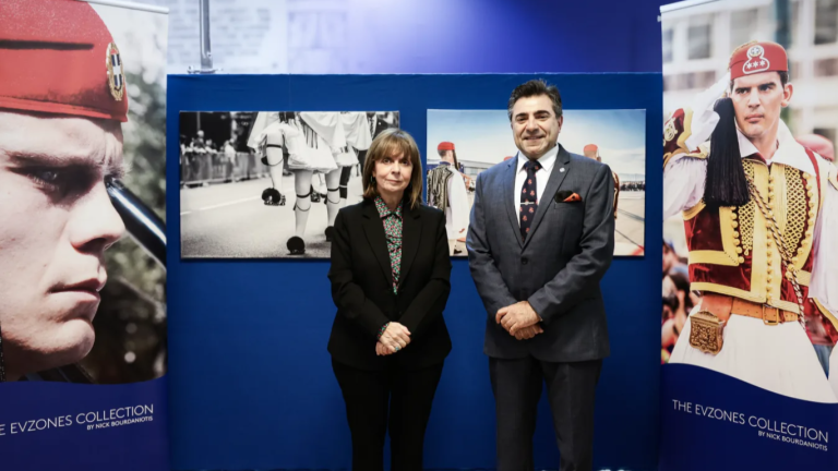 Nick Bourdaniotis donates Evzones photo exhibition in Athens to Greece’s Presidency