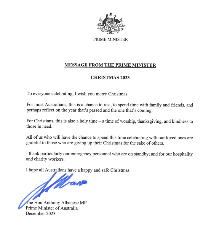 anthony albanese christmas message