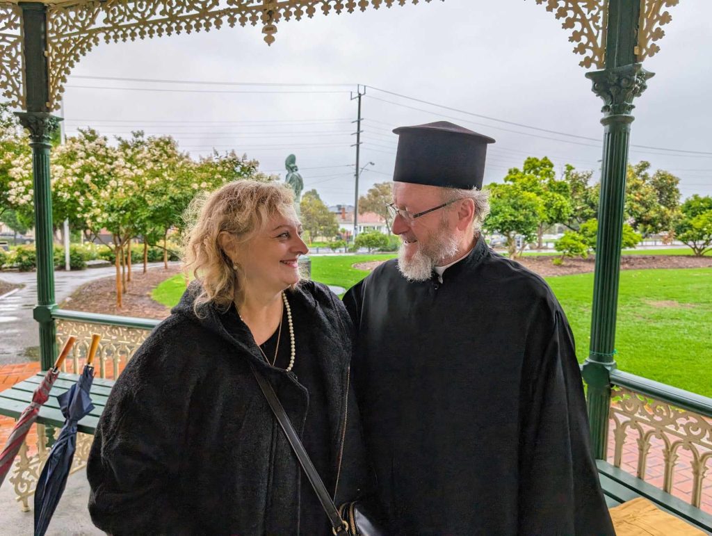 Sofia Kotanidis and Fr Vasilios Kourtessis.