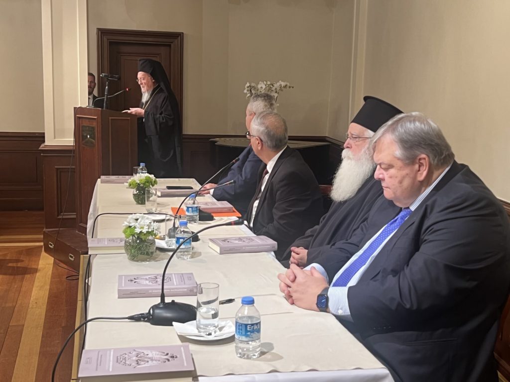 The Ecumenical Patriarch, who celebrated his 50th anniversary as Bishop, expressed his Patriarchal satisfaction towards Archbishop Makarios for his book. Photo Vema.