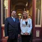 Greek Consul General Emmanuel Kakavelakis and lawyer Jenny Mikakos, Victoria’s former health minister during the COVID-19 pandemic