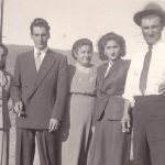 Late 1950s, a Greek social gathering. L-R Teeny Frangos, John Seindanis, Koula Frangos Carapetis, Lena Seindanis Frangos and Fotis Frangos.
