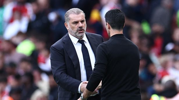 Tottenham boss Ange Postecoglou has pipped Arsenal's Mikel Arteta to the Manager of the Year award at the London Football Awards 2024. Photo The Mirror.