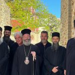 Archbishop Makarios of Australia was welcomed at the entrance of the Mount Athos Monastery by the Abbot of the Monastery of Iviron, Elder Nathanael, in the presence of fathers of the Brotherhood. Photo romfea.gr.