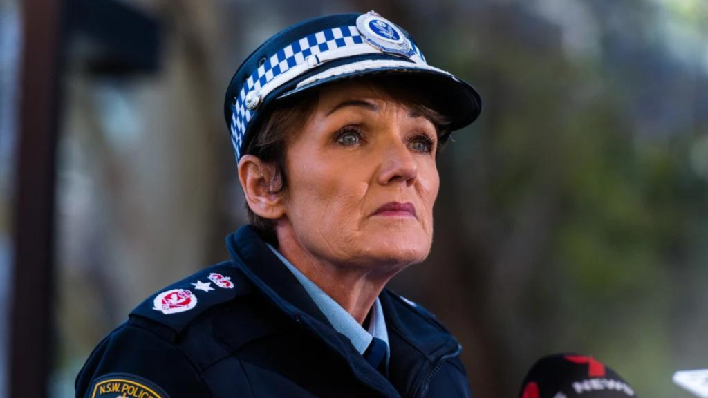 NSW Police Commissioner Karen Webb says police would speak to killer Joel Cauchi’s family in Queensland.CREDIT:JAMES BRICKWOOD

