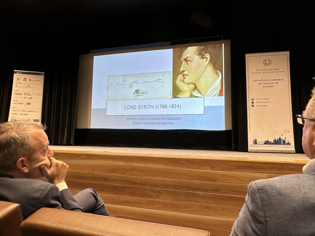 lord byron greece lecture in sydney