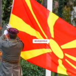A screengrab from the North Macedonia presidential website shows a link superimposed on a photograph of the country’s flag has been renamed ‘Macedonia’ in place of ‘North Macedonia.’ pretsedatel.