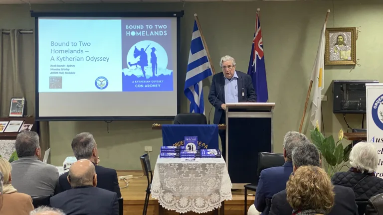 Professor Con Aroney’s book ‘Bound to Two Homelands’ launched in Sydney