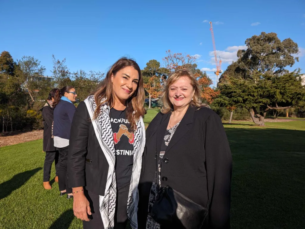 Independent Senator Lidia Thorpe and Sofia Kotanidis of Return to Anatolia