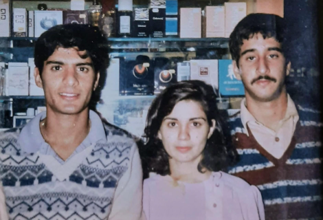 Her children in 1984, before embarking on a holiday to Cyprus.